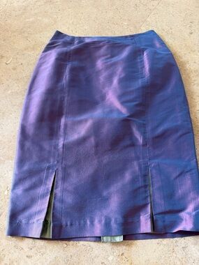Classic Purple Pencil Skirt with Front Slits